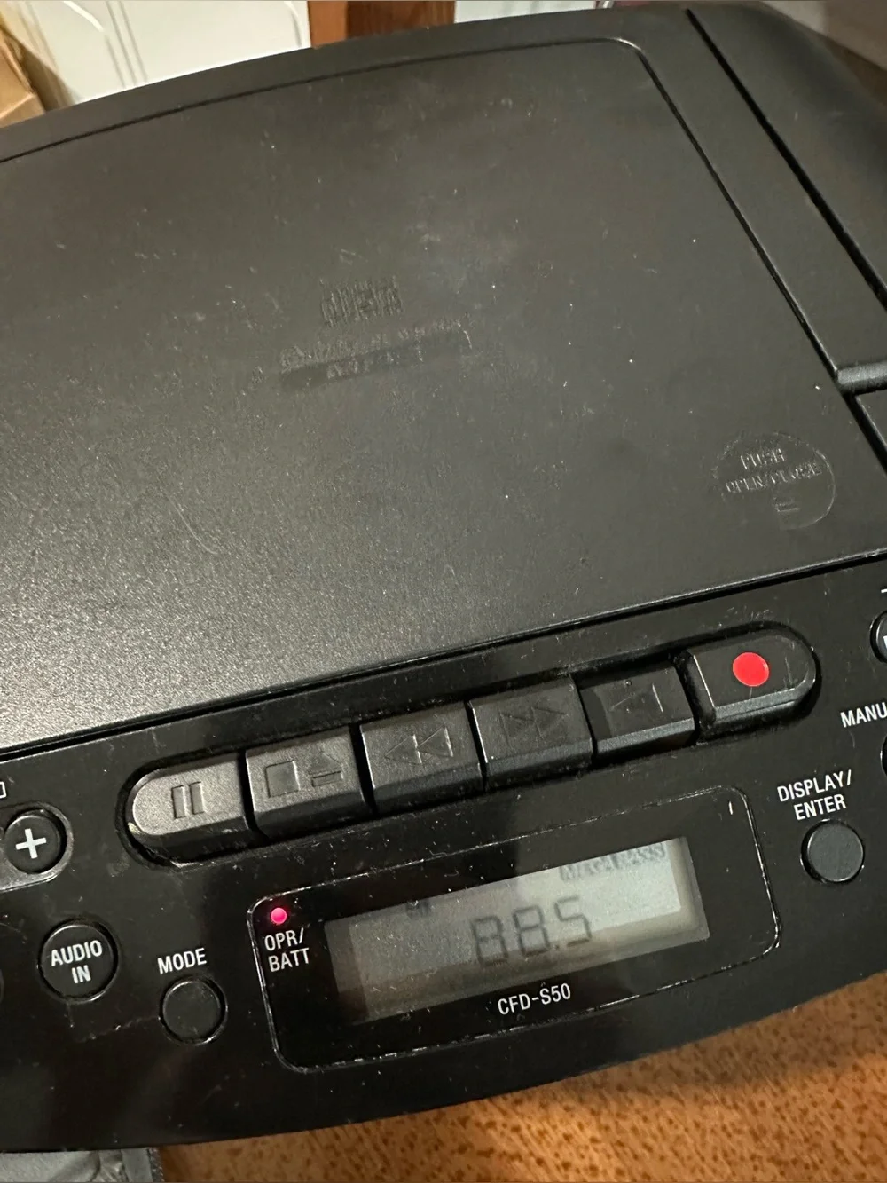 CH181 Sony CFD-S50 Boombox CD/Radio/Cassette Player Mega Bass Power Cord Tested